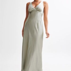 Meghan Satin Maxi Dress- Sage